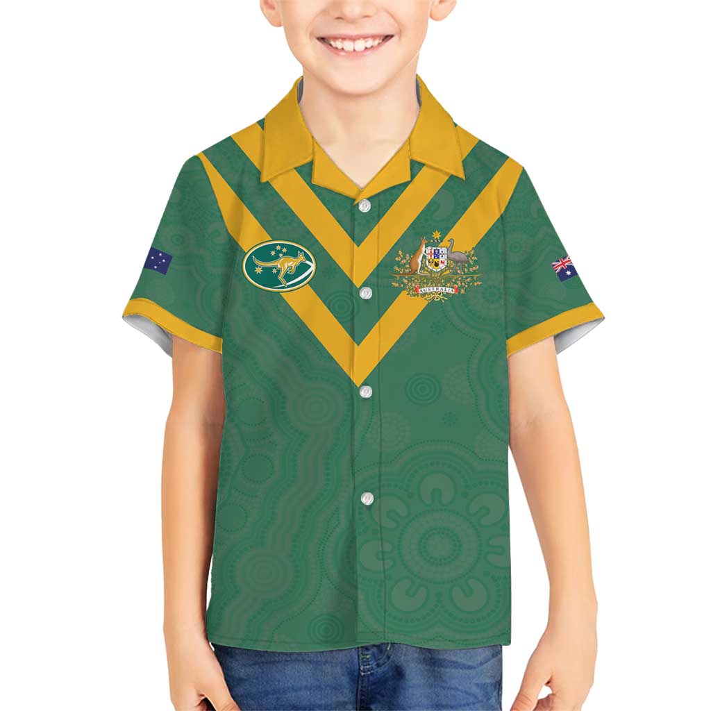 Custom Australia Rugby Family Matching Off Shoulder Maxi Dress and Hawaiian Shirt Sporty Style