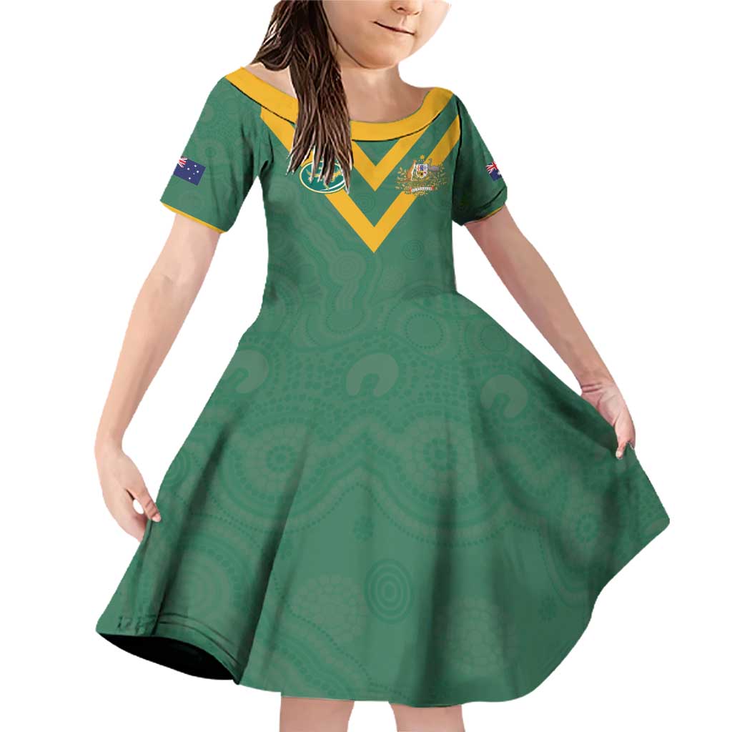 Custom Australia Rugby Family Matching Off Shoulder Short Dress and Hawaiian Shirt Sporty Style