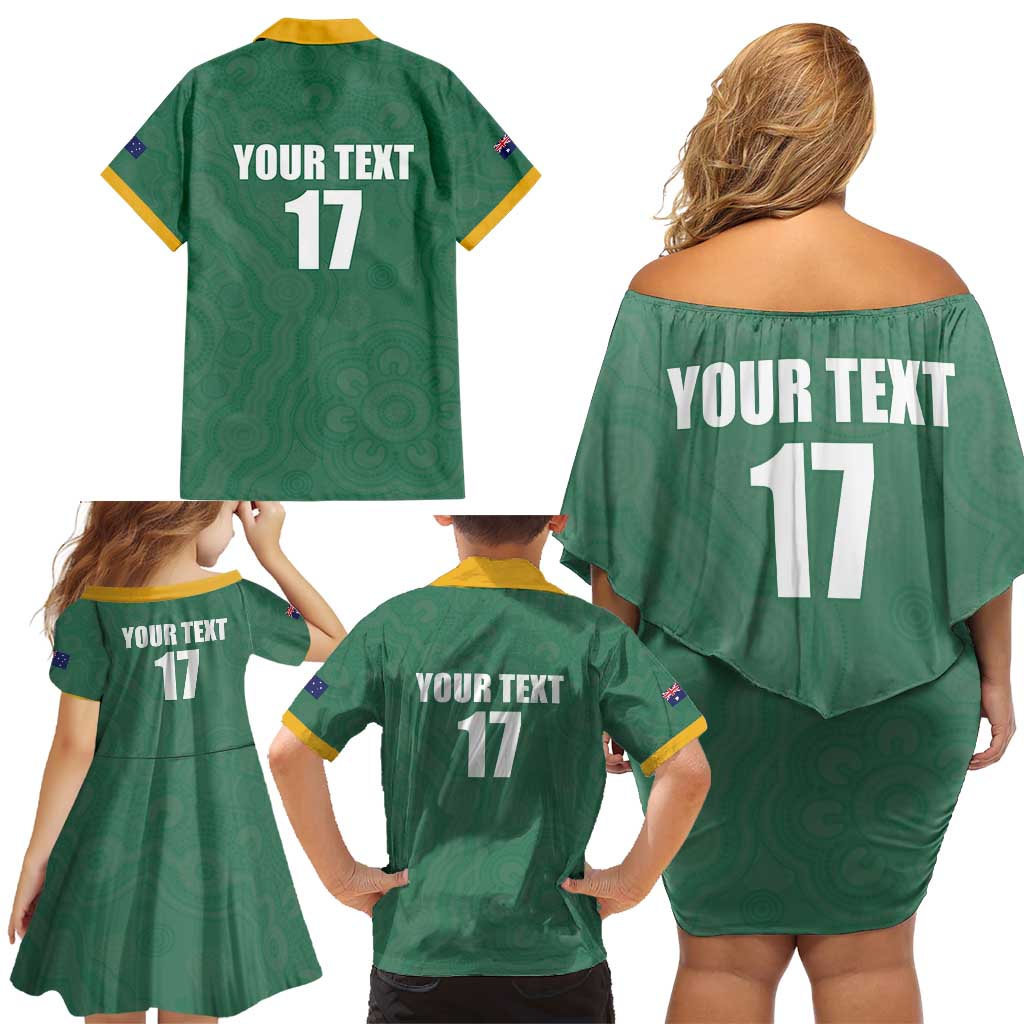 Custom Australia Rugby Family Matching Off Shoulder Short Dress and Hawaiian Shirt Sporty Style