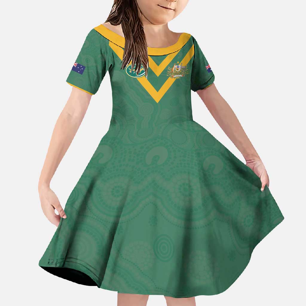 Custom Australia Rugby Family Matching Short Sleeve Bodycon Dress and Hawaiian Shirt Sporty Style