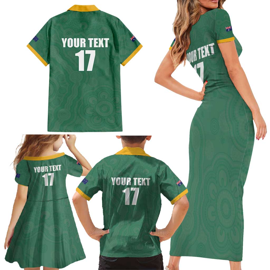 Custom Australia Rugby Family Matching Short Sleeve Bodycon Dress and Hawaiian Shirt Sporty Style