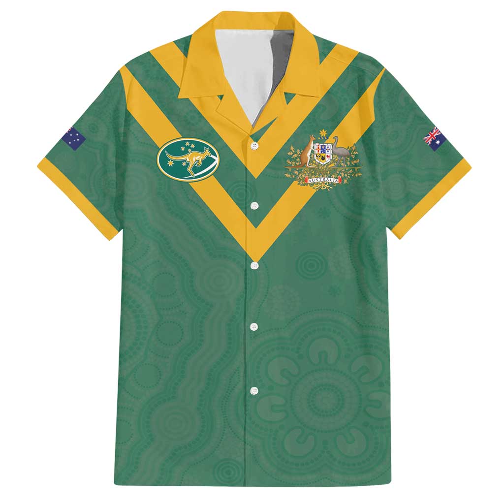 Custom Australia Rugby Family Matching Short Sleeve Bodycon Dress and Hawaiian Shirt Sporty Style