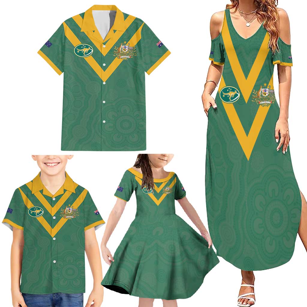 Custom Australia Rugby Family Matching Summer Maxi Dress and Hawaiian Shirt Sporty Style