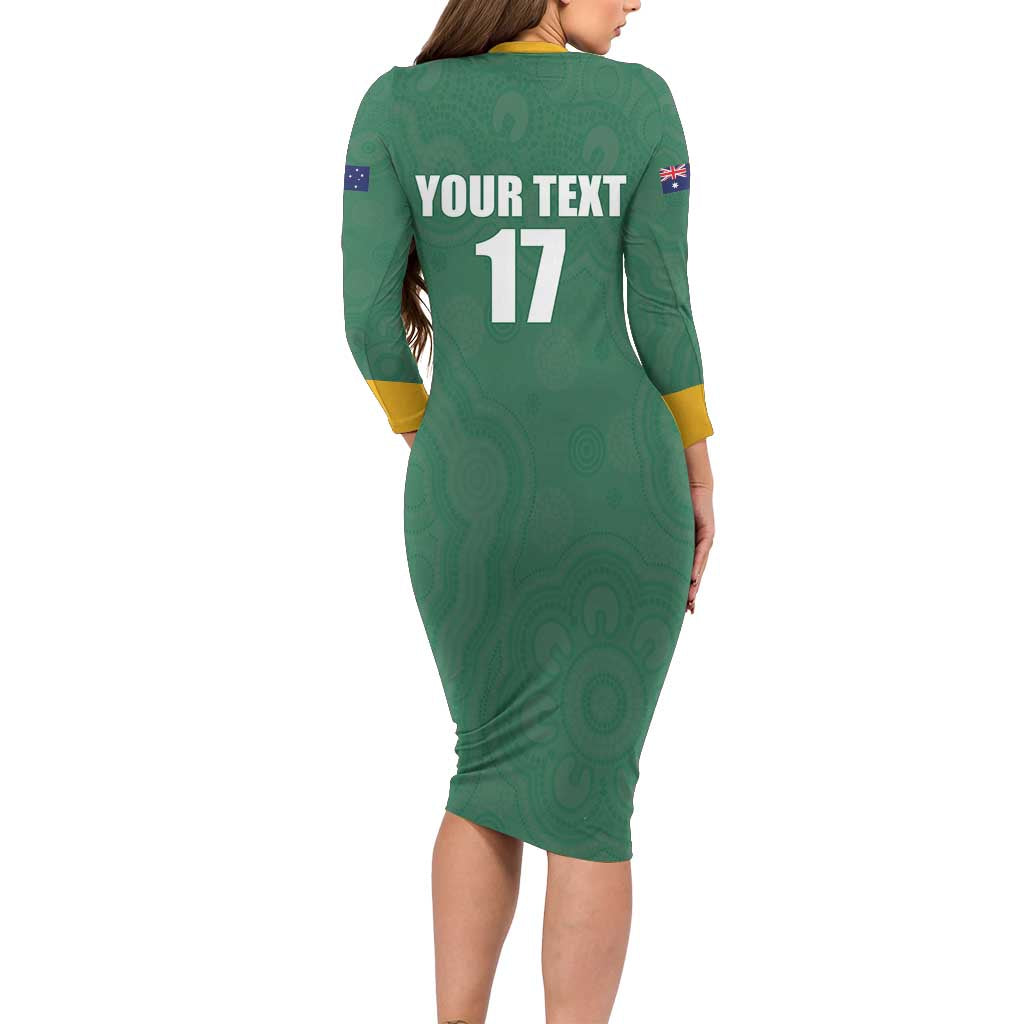 Custom Australia Rugby Long Sleeve Bodycon Dress Sporty Style
