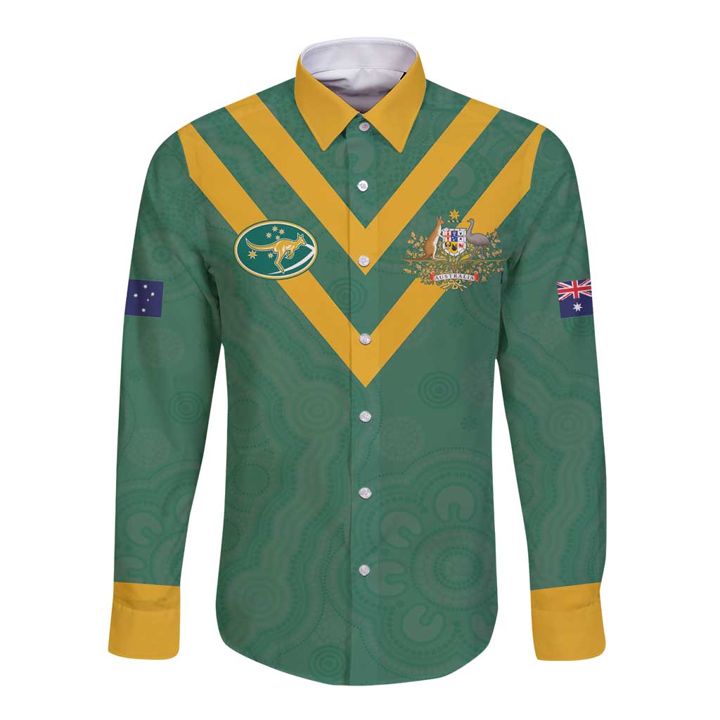 Custom Australia Rugby Long Sleeve Button Shirt Sporty Style