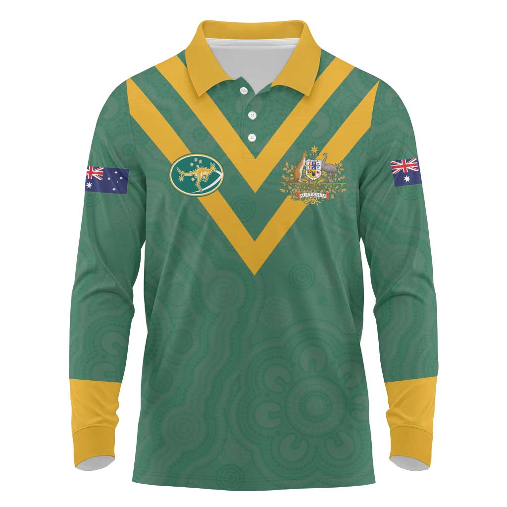 Custom Australia Rugby Long Sleeve Polo Shirt Sporty Style