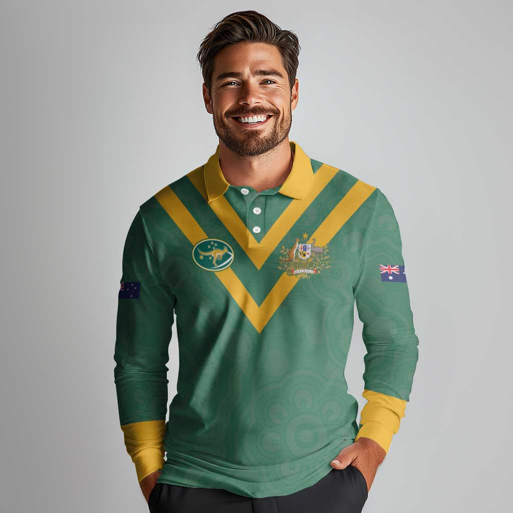 Custom Australia Rugby Long Sleeve Polo Shirt Sporty Style