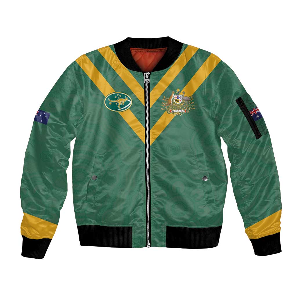 Custom Australia Rugby Sleeve Zip Bomber Jacket Sporty Style