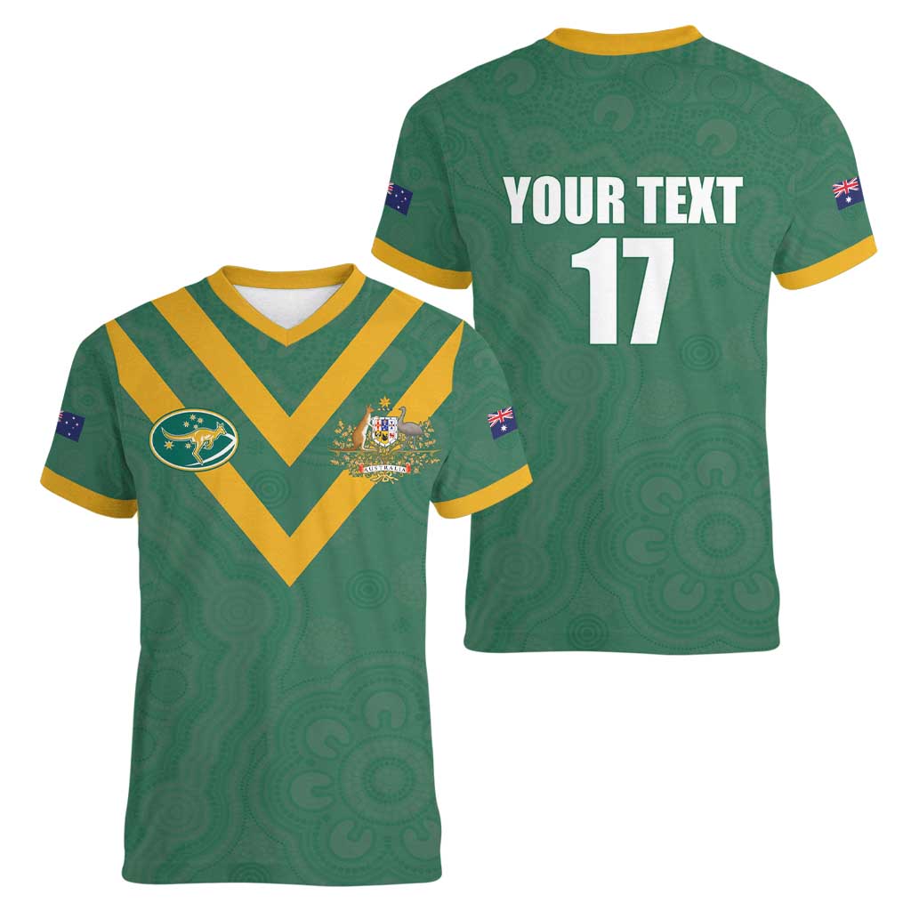 Custom Australia Rugby Women V-Neck T-Shirt Sporty Style