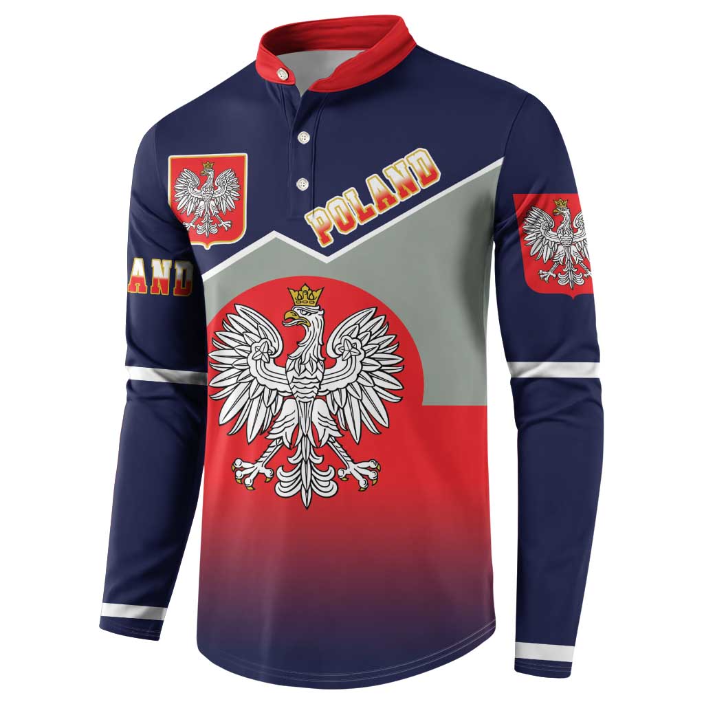 Poland Coat of Arms Button Sweatshirt A white and Crowned Eagle