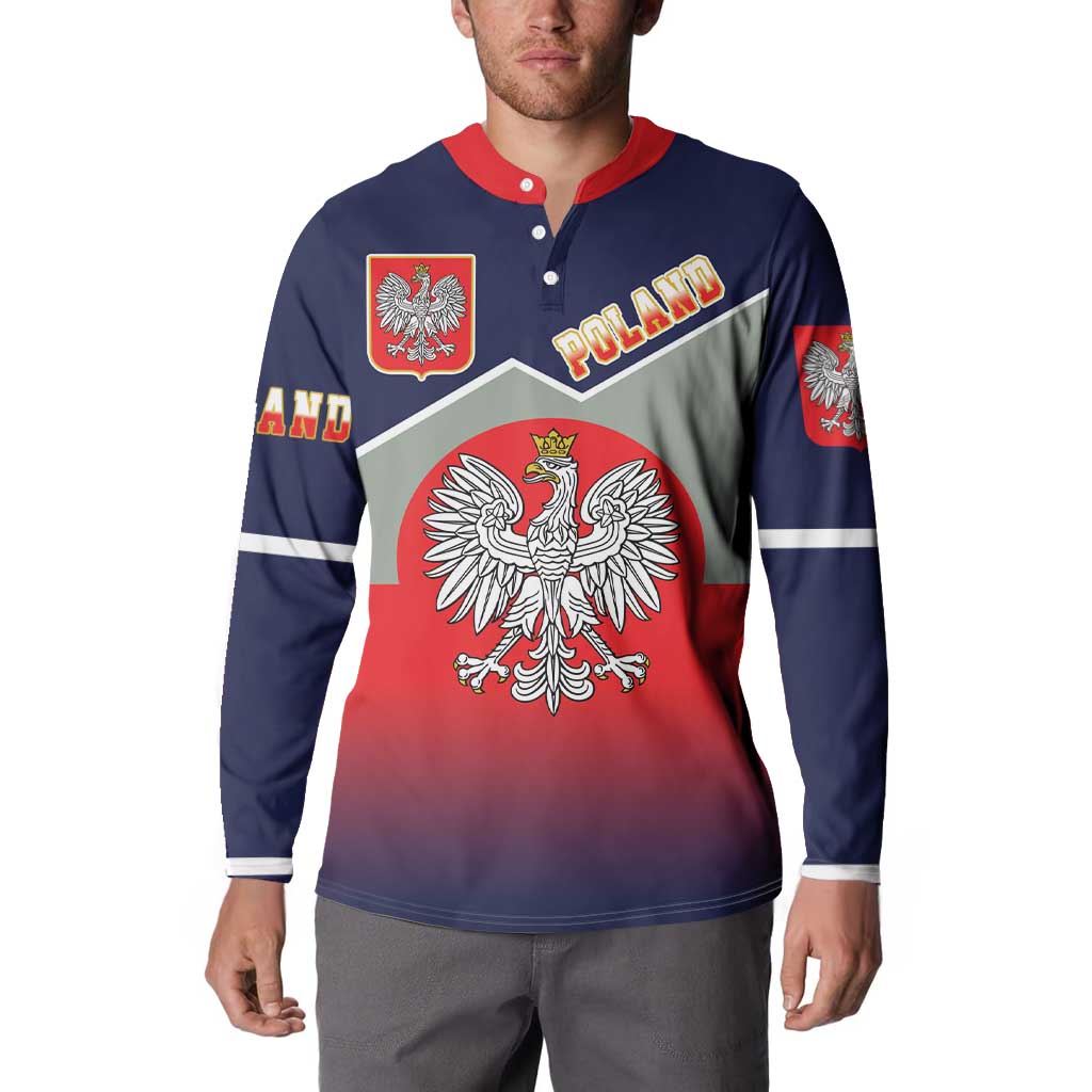 Poland Coat of Arms Button Sweatshirt A white and Crowned Eagle