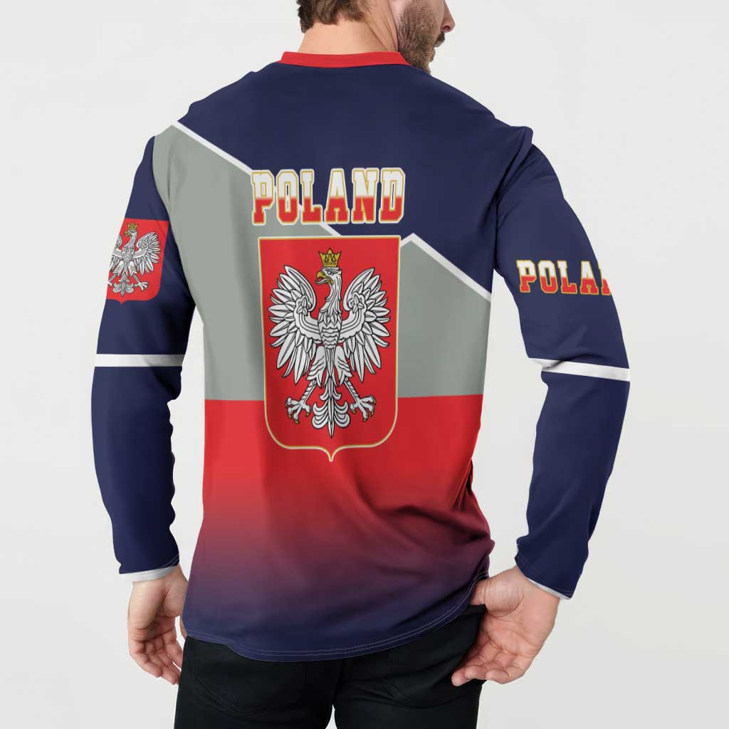 Poland Coat of Arms Button Sweatshirt A white and Crowned Eagle