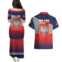 Poland Coat of Arms Couples Matching Puletasi and Hawaiian Shirt A white and Crowned Eagle