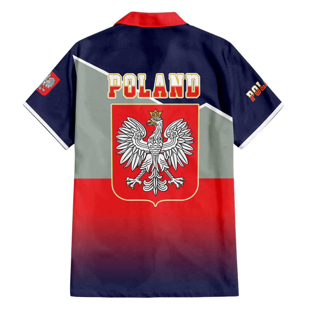 Poland Coat of Arms Family Matching Off The Shoulder Long Sleeve Dress and Hawaiian Shirt A white and Crowned Eagle