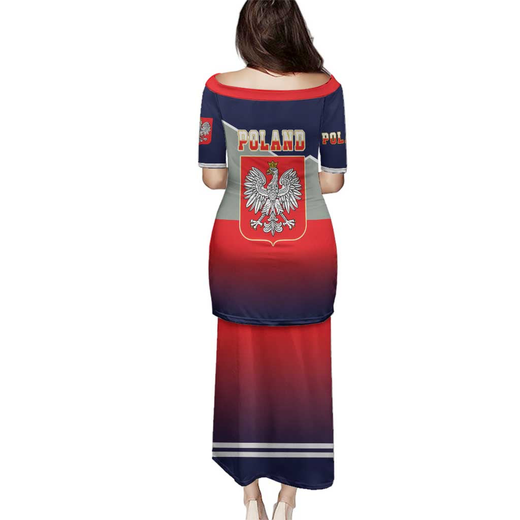 Poland Coat of Arms Family Matching Puletasi and Hawaiian Shirt A white and Crowned Eagle