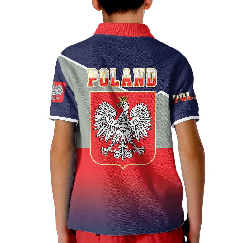 Poland Coat of Arms Kid Polo Shirt A white and Crowned Eagle