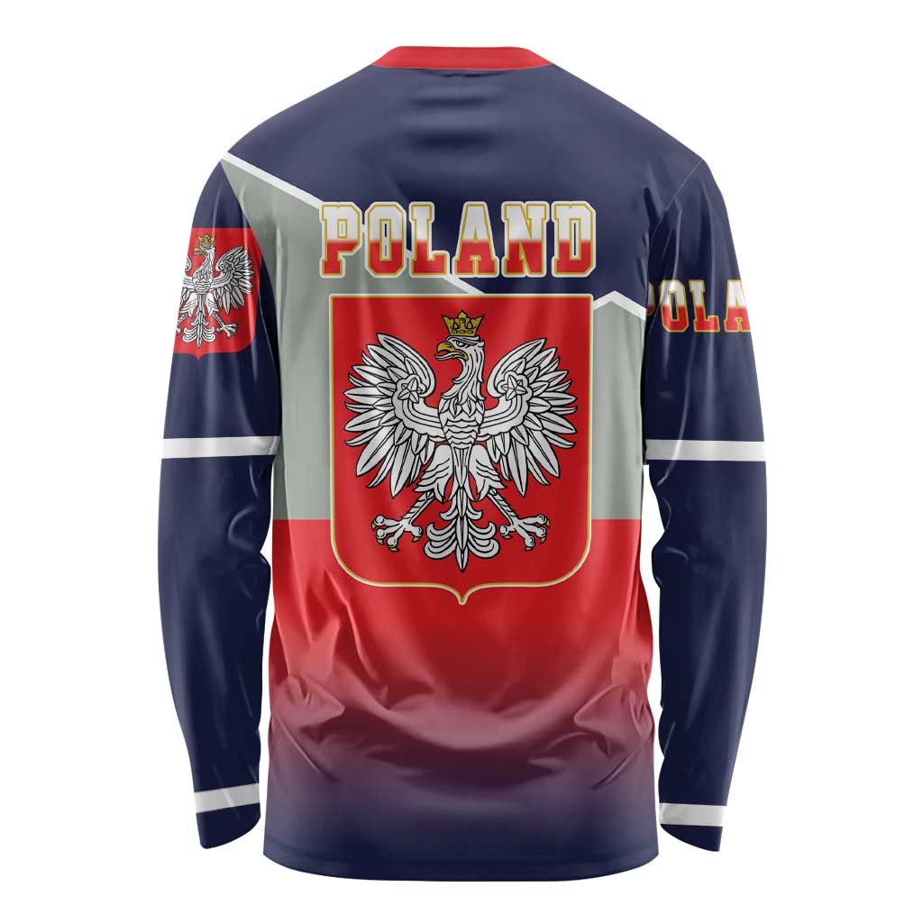 Poland Coat of Arms Long Sleeve Shirt A white and Crowned Eagle LT17 - Wonder Print Shop