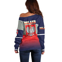 Poland Coat of Arms Off Shoulder Sweater A white and Crowned Eagle LT17 - Wonder Print Shop