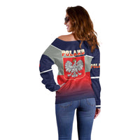 Poland Coat of Arms Off Shoulder Sweater A white and Crowned Eagle LT17 - Wonder Print Shop