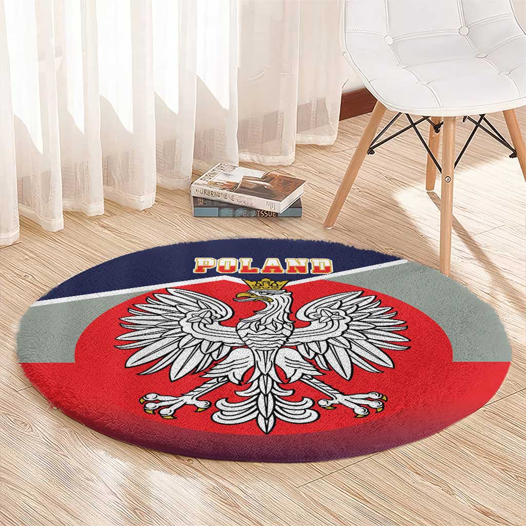 Poland Coat of Arms Round Carpet A white and Crowned Eagle LT17 - Wonder Print Shop