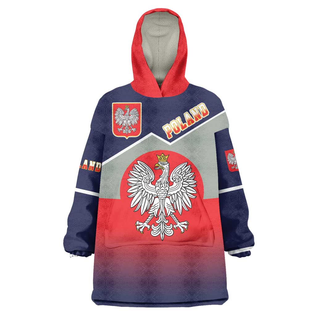 Poland Coat of Arms Wearable Blanket Hoodie A white and Crowned Eagle LT17 - Wonder Print Shop