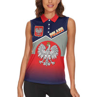 Poland Coat of Arms Women Sleeveless Polo Shirt A white and Crowned Eagle LT17 - Wonder Print Shop