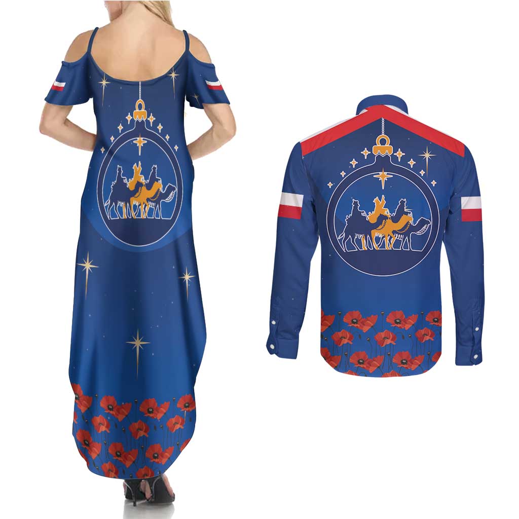 Poland Epiphany Couples Matching Summer Maxi Dress and Long Sleeve Button Shirt The Three Kings Day - Trzech Kroli