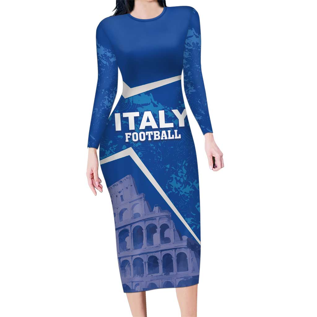 Custom Italy Football Family Matching Long Sleeve Bodycon Dress and Hawaiian Shirt With Colosseum - Wonder Print Shop