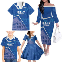 Custom Italy Football Family Matching Off The Shoulder Long Sleeve Dress and Hawaiian Shirt With Colosseum - Wonder Print Shop