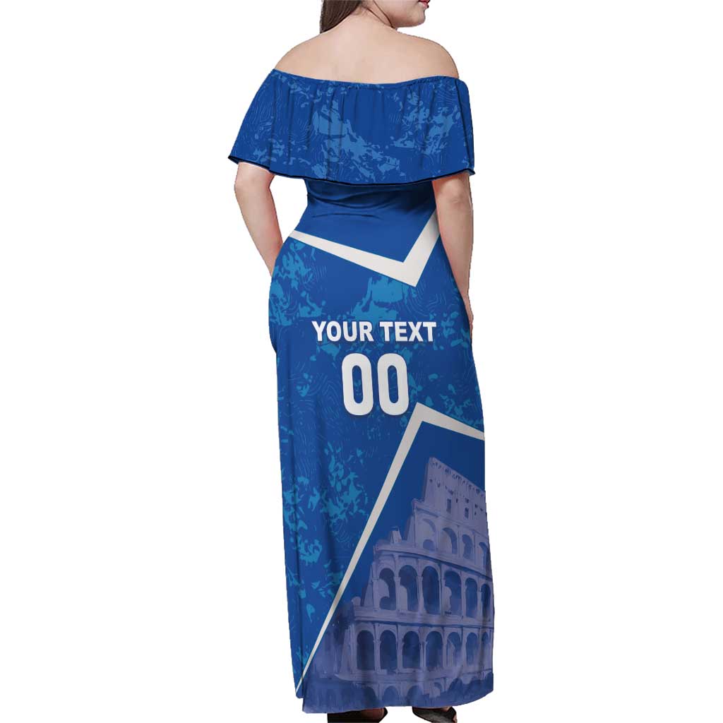 Custom Italy Football Family Matching Off Shoulder Maxi Dress and Hawaiian Shirt With Colosseum - Wonder Print Shop