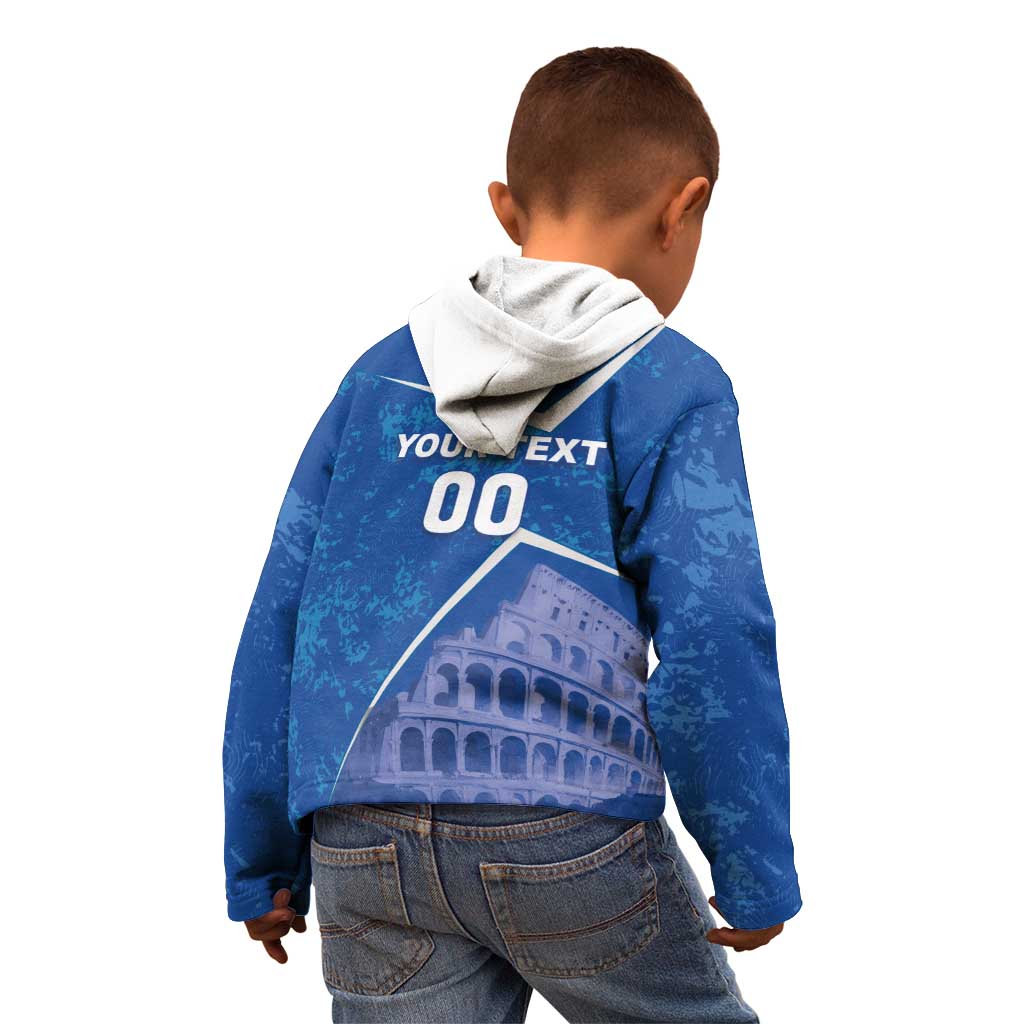 Custom Italy Football Kid Hoodie With Colosseum - Wonder Print Shop