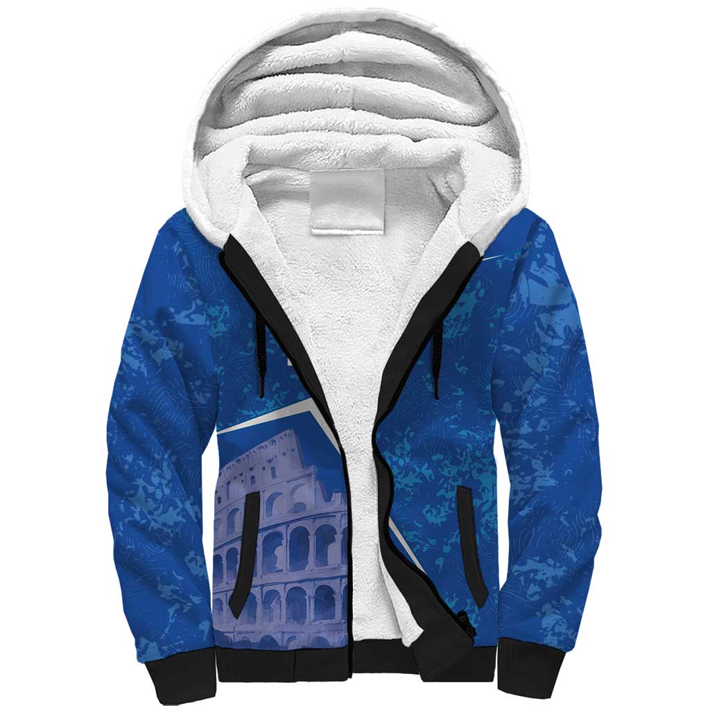 Custom Italy Football Sherpa Hoodie With Colosseum - Wonder Print Shop