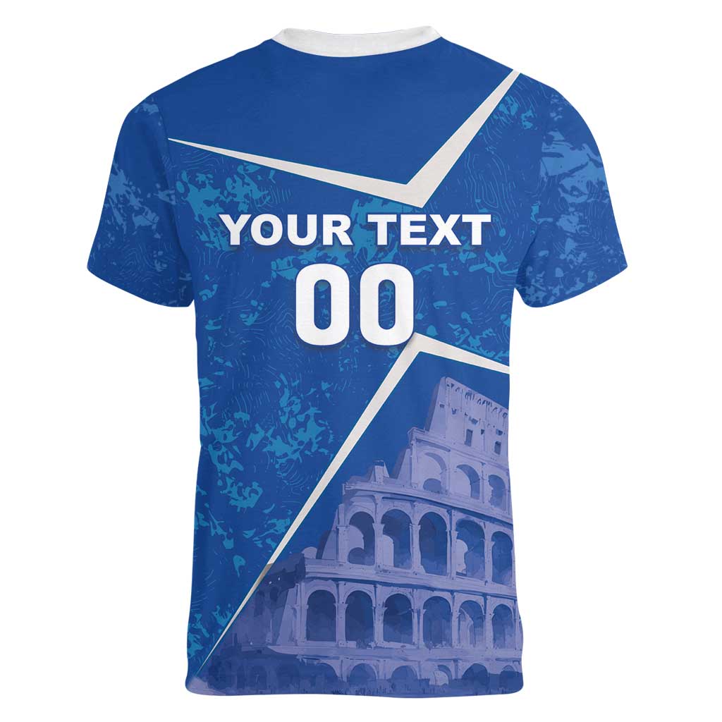 Custom Italy Football Women V-Neck T-Shirt With Colosseum - Wonder Print Shop