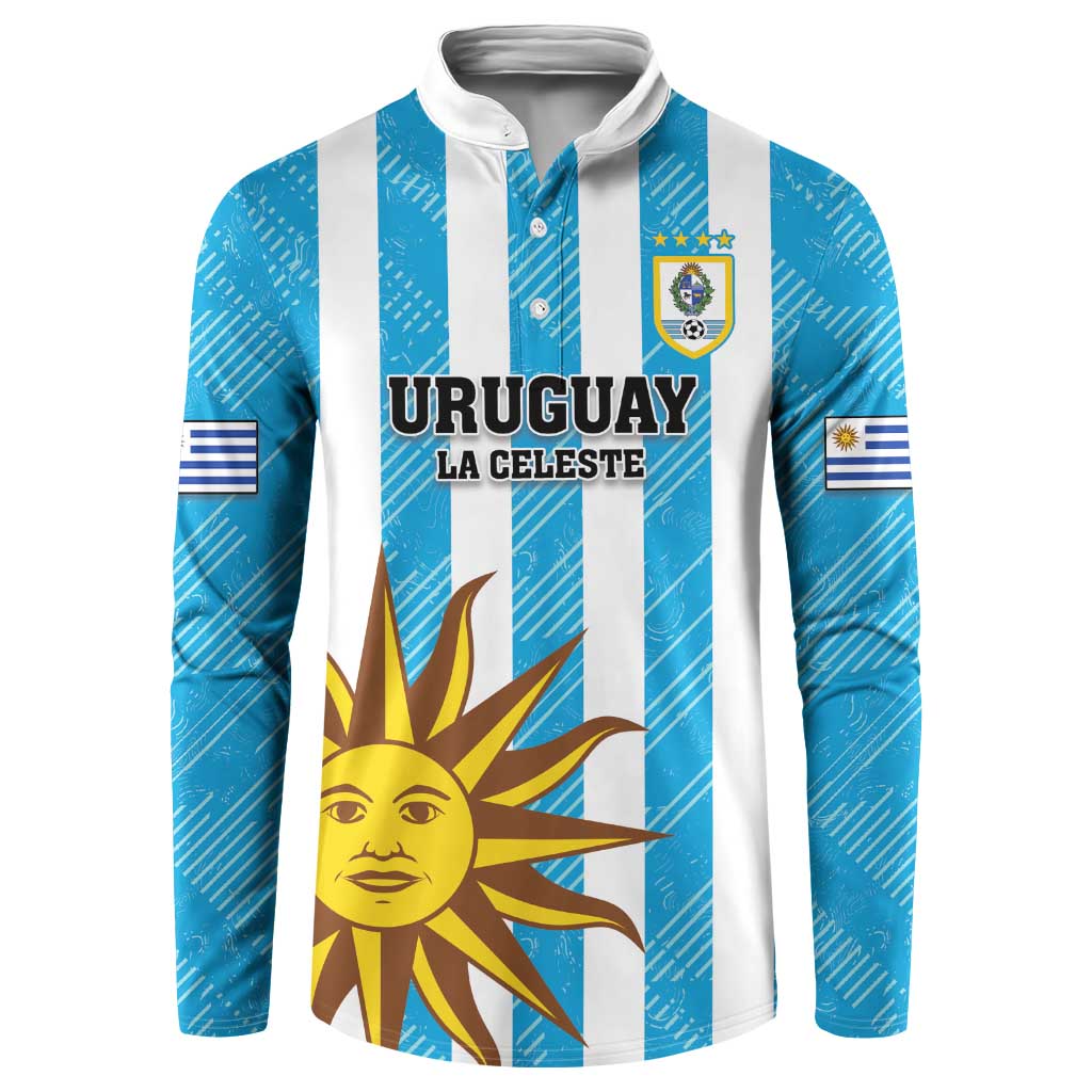 Custom Uruguay Football Button Sweatshirt Sol De May - Wonder Print Shop