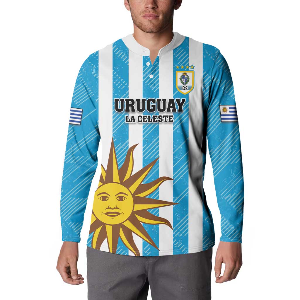 Custom Uruguay Football Button Sweatshirt Sol De May - Wonder Print Shop