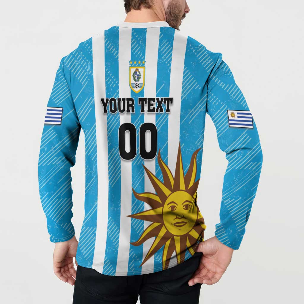 Custom Uruguay Football Button Sweatshirt Sol De May - Wonder Print Shop