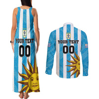Custom Uruguay Football Couples Matching Tank Maxi Dress and Long Sleeve Button Shirt Sol De May - Wonder Print Shop