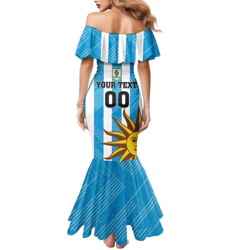 Custom Uruguay Football Family Matching Mermaid Dress and Hawaiian Shirt Sol De May - Wonder Print Shop