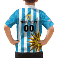 Custom Uruguay Football Family Matching Off The Shoulder Long Sleeve Dress and Hawaiian Shirt Sol De May - Wonder Print Shop