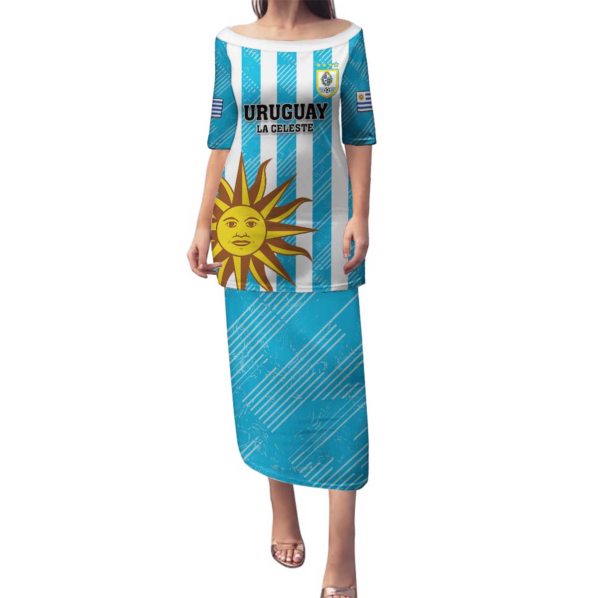 Custom Uruguay Football Family Matching Puletasi and Hawaiian Shirt Sol De May - Wonder Print Shop