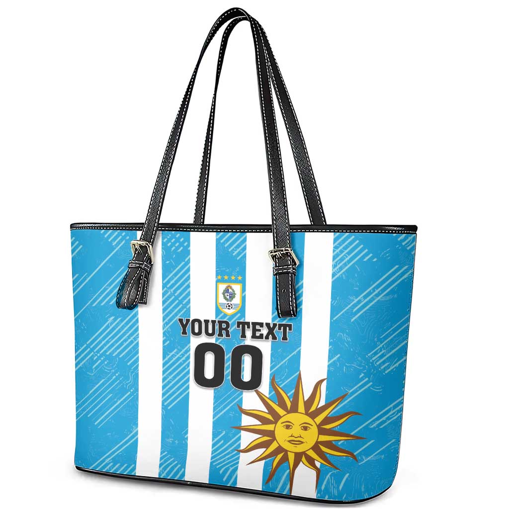 Custom Uruguay Football Leather Tote Bag Sol De May - Wonder Print Shop
