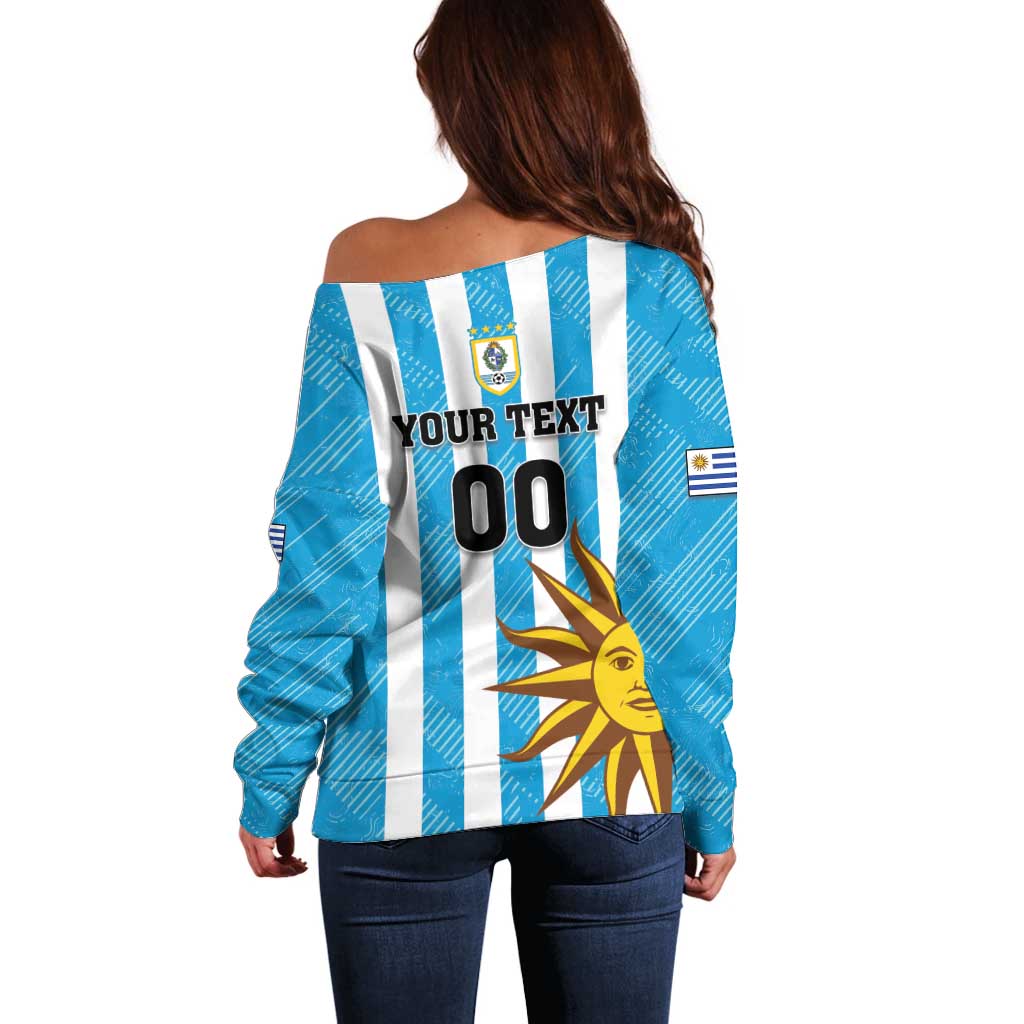 Custom Uruguay Football Off Shoulder Sweater Sol De May - Wonder Print Shop