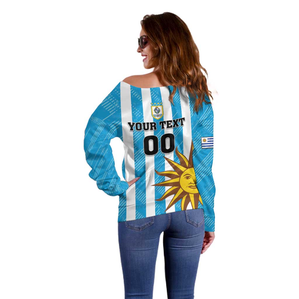 Custom Uruguay Football Off Shoulder Sweater Sol De May - Wonder Print Shop
