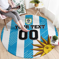 Custom Uruguay Football Round Carpet Sol De May