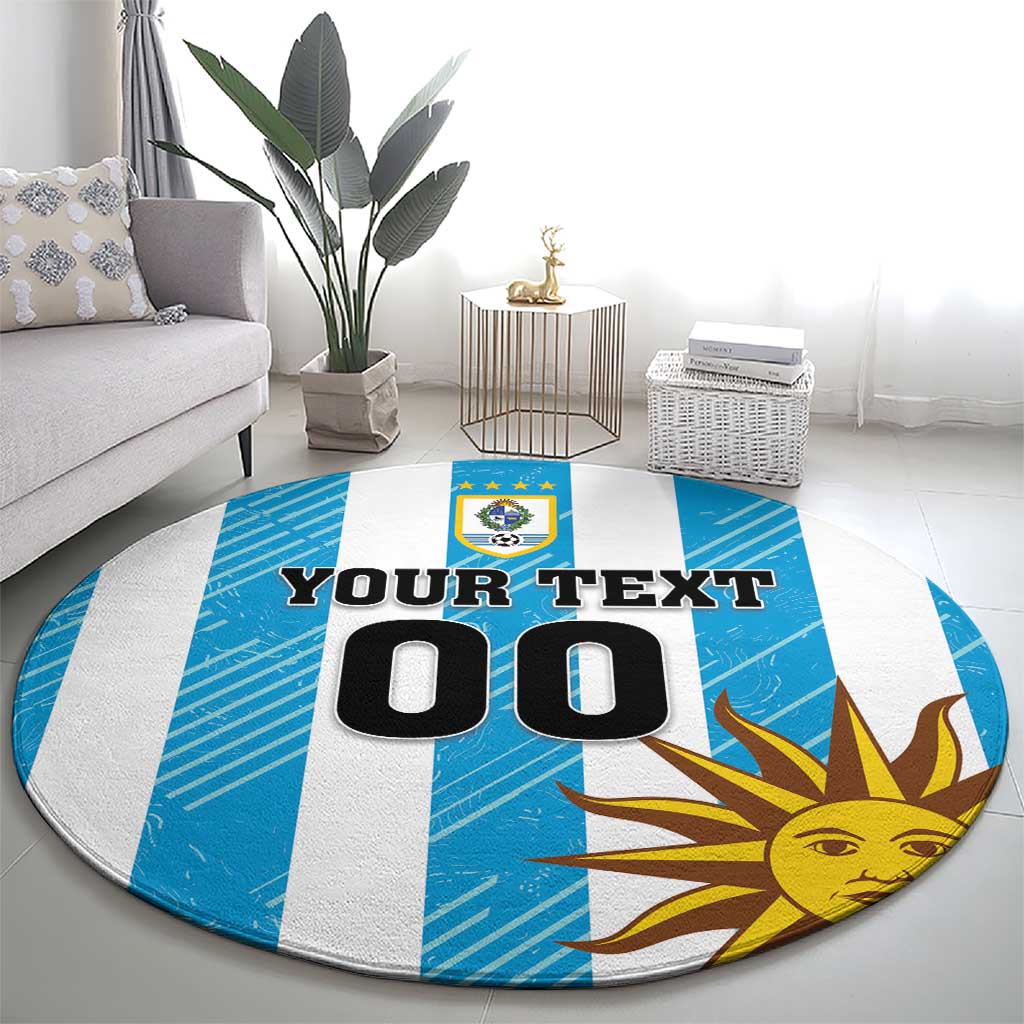 Custom Uruguay Football Round Carpet Sol De May