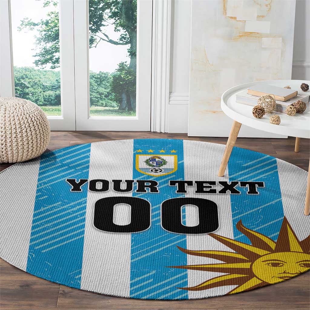 Custom Uruguay Football Round Carpet Sol De May