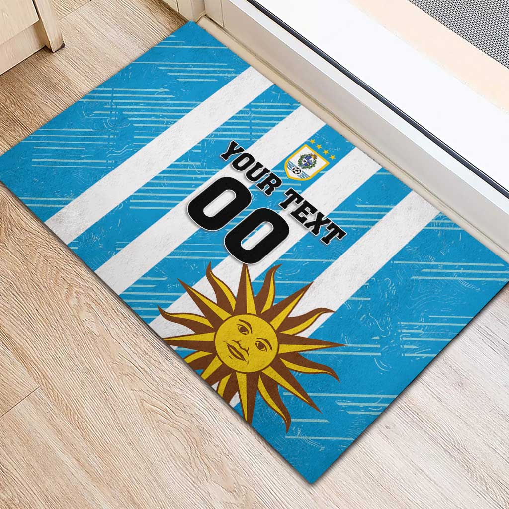 Custom Uruguay Football Rubber Doormat Sol De May - Wonder Print Shop