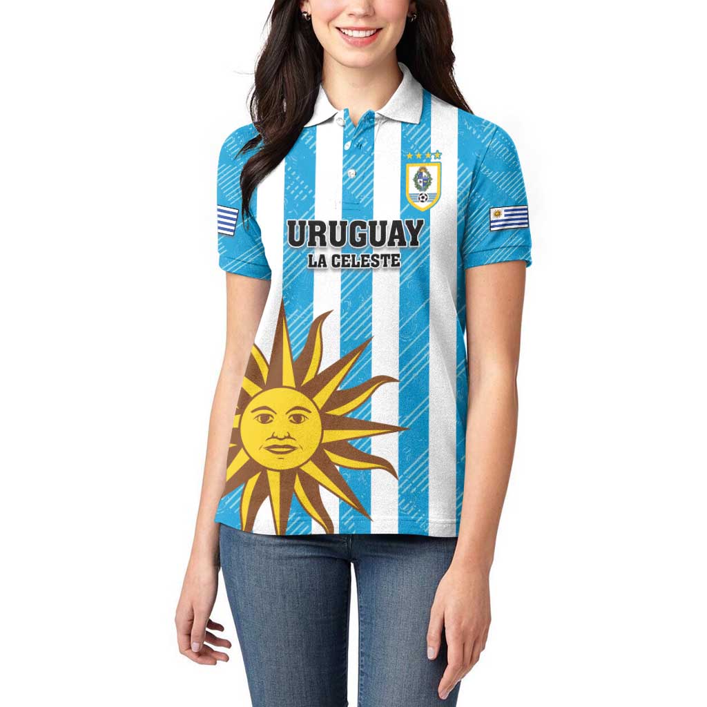 Custom Uruguay Football Women Polo Shirt Sol De May - Wonder Print Shop