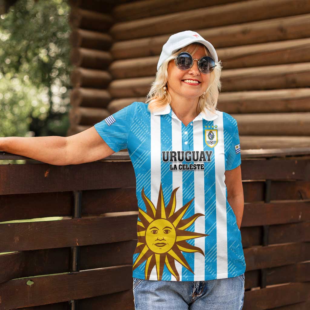 Custom Uruguay Football Women Polo Shirt Sol De May - Wonder Print Shop