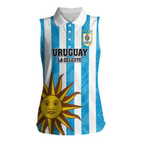 Custom Uruguay Football Women Sleeveless Polo Shirt Sol De May - Wonder Print Shop